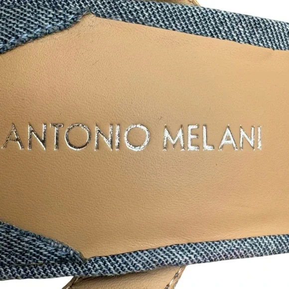 ANTONIO MELANI Blue Denim Bow Dressy Platform Sandals - Picture 8 of 11